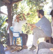 Figure 3. Recording a creation myth in the hamlet of Amatillo.