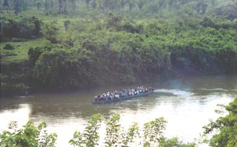 Figure 7. The present day Río Pasión, viewed from the western bank of the channel, at the edge of the 'port' gully.