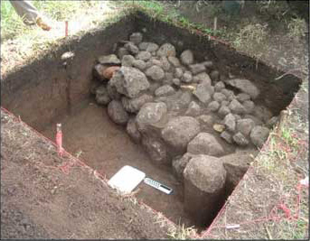 Figure 7: Operation 3, Dry-laid wall sitting on tepetate. Figure 7: Operation 3, Dry-laid wall sitting on tepetate.