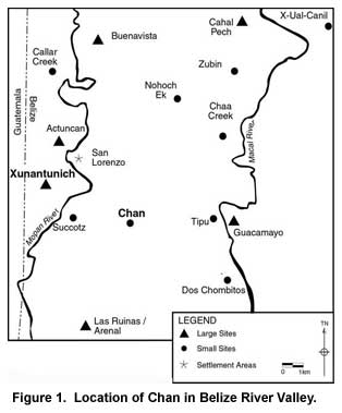 Figure 1. Location of Chan in Belize River Valley.