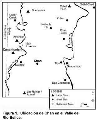 Figura 1. Ubicación de Chan en el Valle del Río Belice.