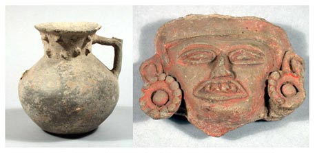 Figure 15. Artefacts corresponding to the Tani phase (250-350 C.E.) (Left) ca. 35338 (Right) ca. 35350. Provenience, San José el Mogote, Etla. Staatliche Museen zu Berlin - Preußischer Kulturbesitz, Ethnologisches Museum. Photographer: Adam Sellen.