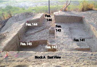 Figure 3. Features 141–143, 145–146 (small pits) and Feature 144 in Block A.