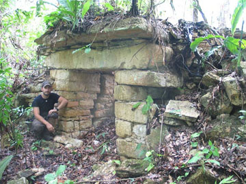 Figure 12. Southeast doorway of the Las Puertas Palace, Oso Negro. Note the doorway is filled with debris, giving the appearance that it was not constructed to full height.