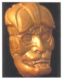 Figura 4. Toma en pantalla de la imagen escaneada con láser de una figura de máscara grotesca del sitio de Kaminaljuyú, curada en el Museo del Popol Vuh.