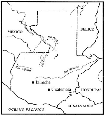 Figura 1. Mapa de Guatemala en el que se observa la ubicación de Iximché.