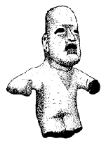 Figure 3. Standing Figure Fragment, mottled green jade, Private Collection, Height: 13.33 cm, Width: 10.16 cm, Depth: 4.3 cm