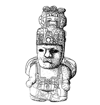 Figure 4. Seated Figure, mottled jade, Arroyo Pesquero, M&eacute;xico. Dumbarton Oaks Collection, Washington, D.C., Height: 16.3 cm, Width: 9.3 cm, Depth: 5.7 cm