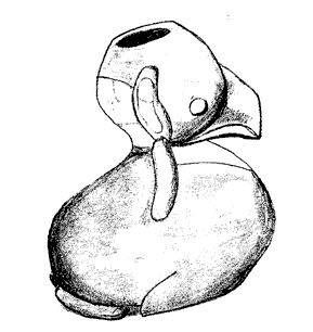 Figure 14a. Vessel, clay with buff decoration, Las Bocas, Puebla, M&eacute;xico. Private Collection, Los Angeles, California, Height: 15.6 cm, Width: 14 cm, Diameter: 16.2 cm