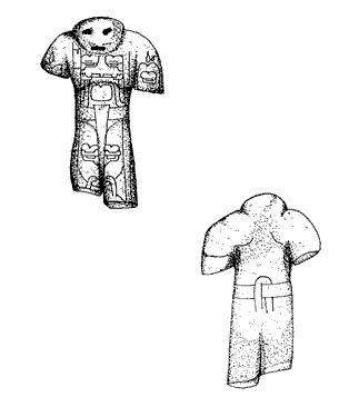 Figure 16. Standing Figure with incisions, blue/green jadeite, Guerrero, M&eacute;xico. Private Collection, Height: 8.9 cm, Width: 5.5 cm, Depth: 2 cm