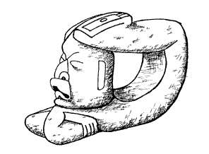 Figure 17b. Stone Figure with incised feet on head, and crossed arms, Private Collection, Height: 5.7 cm, Width: 9.5 cm, Depth: 3.8 cm