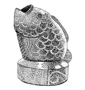 Figure 18. Fish Effigy Vessel, polished brown earthenware with red paint, Central Highlands, M&eacute;xico. St. Louis Art Museum, Height: 9.5 cm, Width: 19 cm, Diameter: 5.1 cm