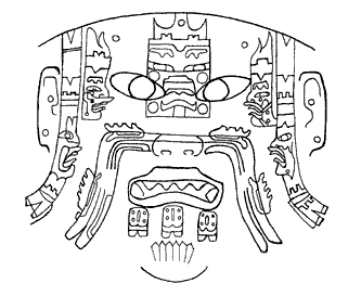 Figure 21. Incised Image from mask, jade, Arroyo Pesquero, M&eacute;xico. Sainsbury Collection, University of East Anglia, Norwick, England, Height: 16.5 cm