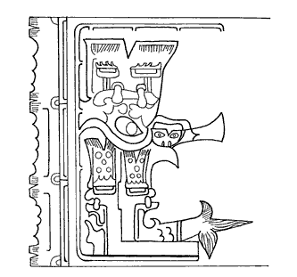 Figure 25. Rollout of Incised Image, ceramic vessel, brown to buff, Tlapacoya Valley of M&eacute;xico. Art Museum, Princeton University, Height: 15 cm