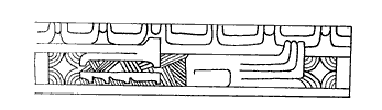 Figure 26. Rollout of Incised Image from ceramic vessel, Tlatilco. National Museum of Anthropology, M&eacute;xico City, Height: 8.89 cm