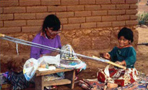 Image 1: Huichol back-strap loom weaving.