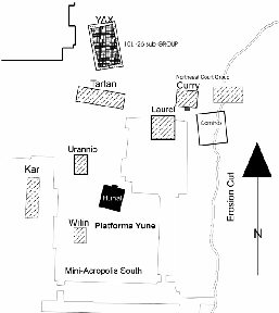 Map 1: Preliminary plans of Cop&aacute;n, Honduras. (ca. A.D. 420-430)