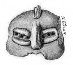 Una figurilla de las excavaciones de Puerto Escondido. Dibujo de Yolanda Tovar, usado con su permiso.