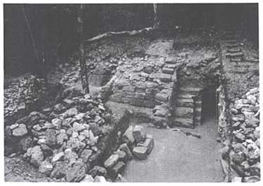 Figure 3. Excavation of the Central Stairway of Structure 1.