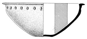 Bowl with incurved-rim and finger punctation characteristic of the Cancuén ceramic assemblage.