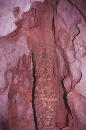 Figura 31. Te Tun Cave. Columna con Grabados. Figura 31. Te Tun Cave. Columna con Grabados.