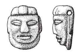 Figura 17a. Artefactos de jade de la Tumba 2 -- colgante de casco con babero.