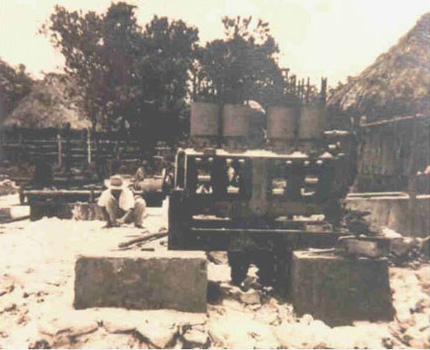 Figure 3d: Photo of an historic chicle camp located near the chicle railroad running between Leona Vicario and Puerto Morelos. Photo courtesy of Jorge Sanchez, date unknown.