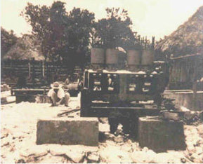 Figure 3d: Photo of an historic chicle camp located near the chicle railroad running between Leona Vicario and Puerto Morelos. Photo courtesy of Jorge Sanchez, date unknown.