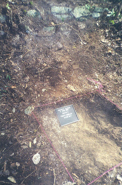 Figure 6: Unit 2, northern side of roadbed, excavation conducted during the 1999 season. Photo by Jennifer Mathews, 1999.