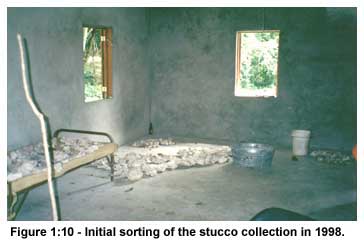 Figure 1:10-Initial sorting of the stucco collection in 1998.