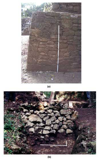Figure 2:21-(a) Photo elevation of the corner of N10-15, from Operation 1. (b) Photo elevation of core face from Operation 4. Figure 2:21-(a) Photo elevation of the corner of N10-15, from Operation 1. (b) Photo elevation of core face from Operation 4.