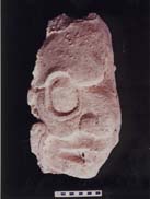 Figura 3:93 - Cabeza de un ser sobrenatural que representa a K'inich Ajaw. Este es la pieza escult&oacute;rica m&aacute;s grande de la colecci&oacute;n.