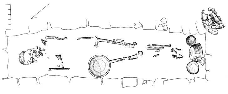 Link to Figure 8. Burial 77, Structure C-13, maximum width of crypt 1.10 m. (Drawing: Zachary Hruby). Link to Figure 8. Burial 77, Structure C-13, maximum width of crypt 1.10 m. (Drawing: Zachary Hruby).