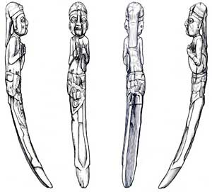 Figure 8. Scale drawing of the Xmuqlebal Xheton Figurine.