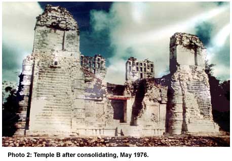Photo 2: Temple B after consolidating, May 1976.