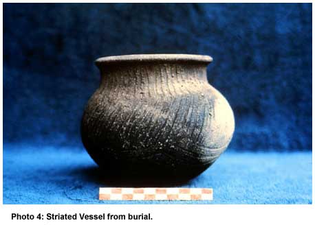 Photo 4: Striated Vessel from burial.