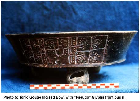 Photo 5: Torro Gouge Incised Bowl with "Pseudo" Glyphs from burial.