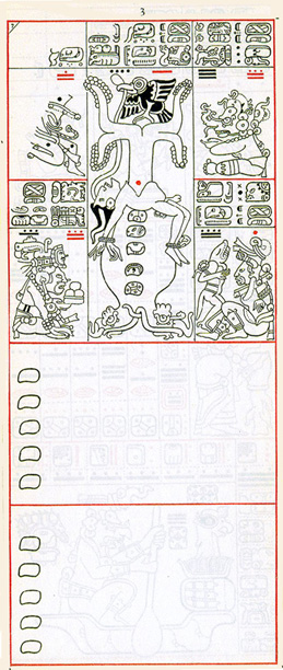 Gates drawing of Dresden Codex Page 3, click for full size image