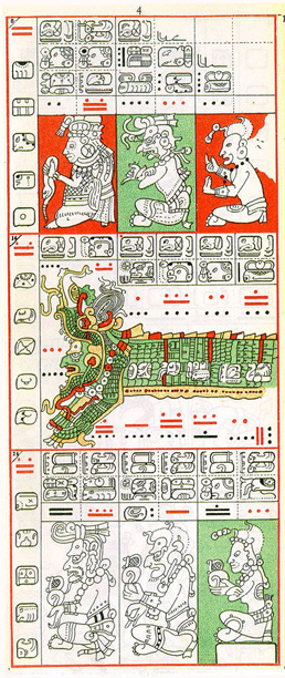 Dibujo de Gates del Códice Dresden de la Página 4, haga clic para imagen de tamaño completo