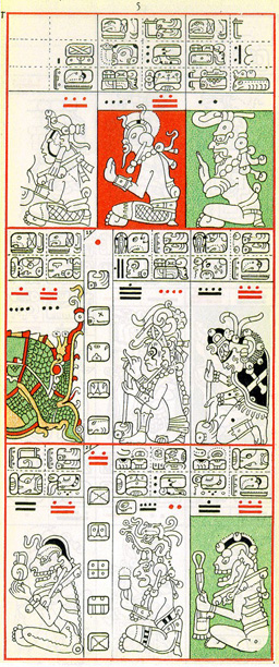 Dibujo de Gates del Códice Dresden de la Página 5, haga clic para imagen de tamaño completo