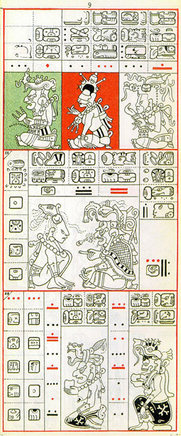 Dibujo de Gates del Códice Dresden de la Página 9, haga clic para imagen de tamaño completo