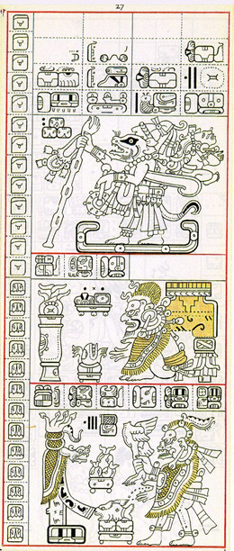 Dibujo de Gates del Códice Dresden de la Página 27, haga clic para imagen de tamaño completo