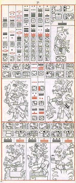 Gates drawing of Dresden Codex Page 32, click for full size image