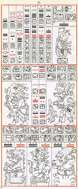 Dibujo de Gates del Códice Dresden de la Página 32, haga clic para imagen de tamaño completo