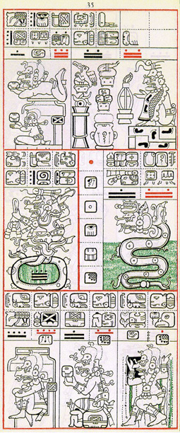 Dibujo de Gates del Códice Dresden de la Página 35, haga clic para imagen de tamaño completo