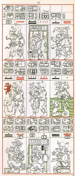 Dibujo de Gates del Códice Dresden de la Página 37, haga clic para imagen de tamaño completo
