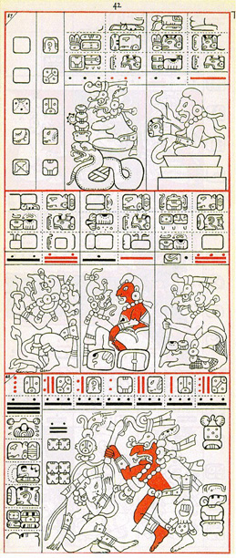 Dibujo de Gates del Códice Dresden de la Página 42, haga clic para imagen de tamaño completo