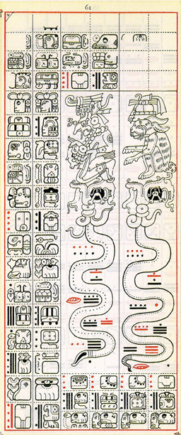 Dibujo de Gates del Códice Dresden de la Página 61, haga clic para imagen de tamaño completo