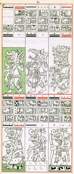 Dibujo de Gates del Códice Dresden de la Página 65, haga clic para imagen de tamaño completo