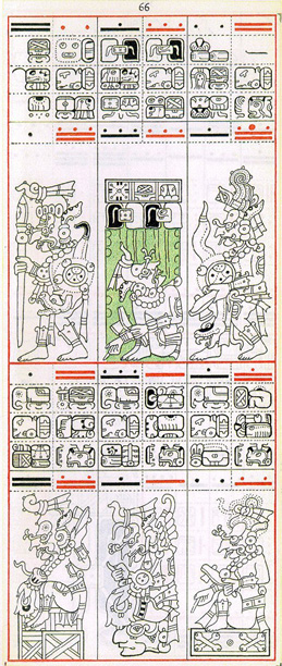 Dibujo de Gates del Códice Dresden de la Página 66, haga clic para imagen de tamaño completo
